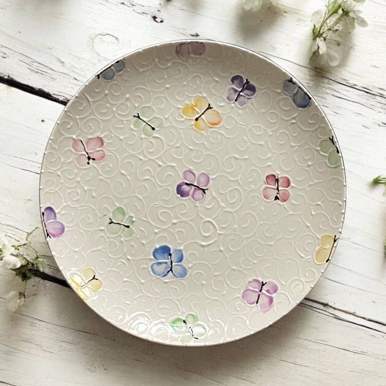 Cake plate /11” Round Platter. - LadybirdCeramics