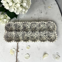 Black Floral handpainted egg tray ceramic - made in Canada- Ladybird Ceramics 