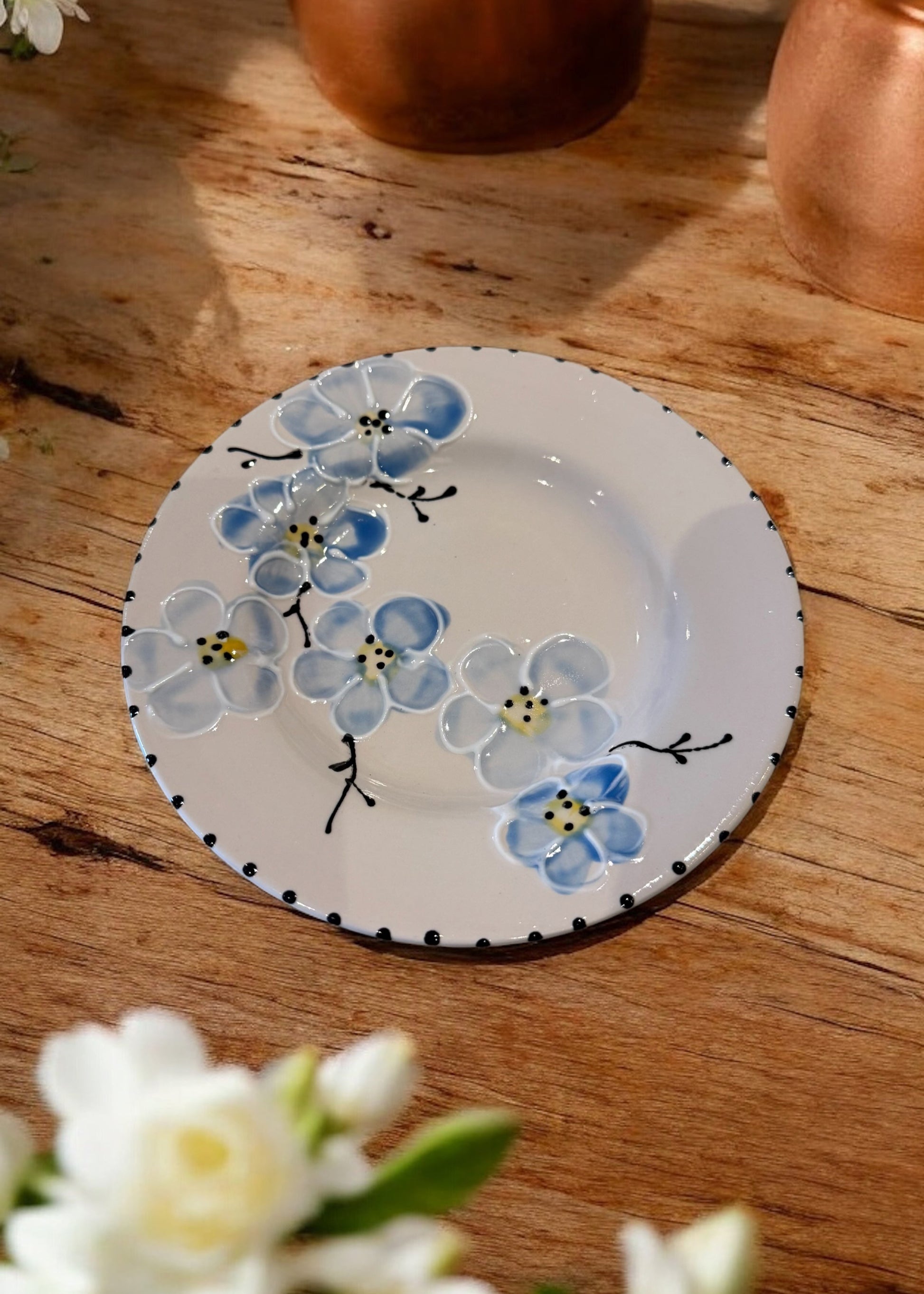 Blue Cherry Blossom Round 6"