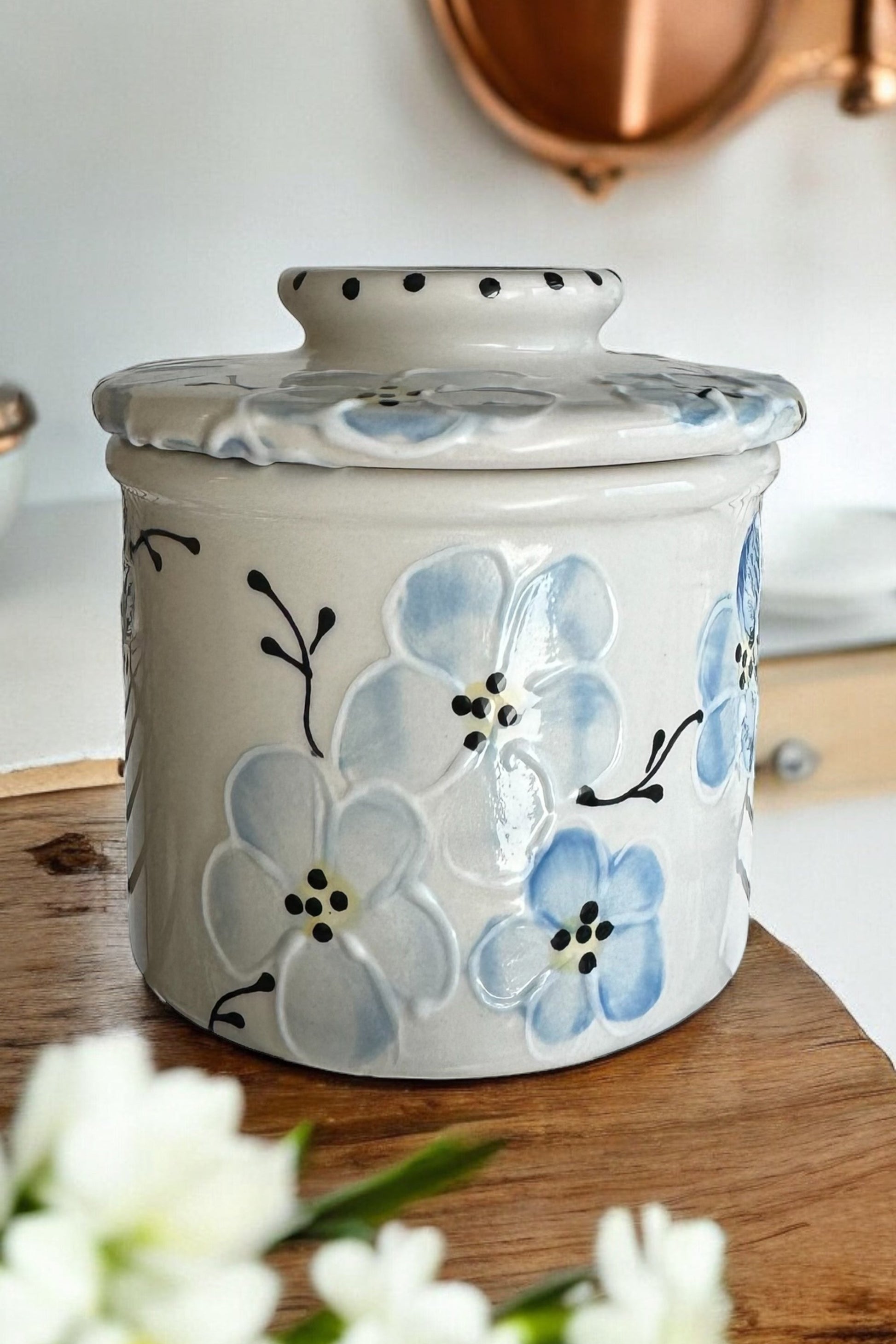 blue cherry butter crockery