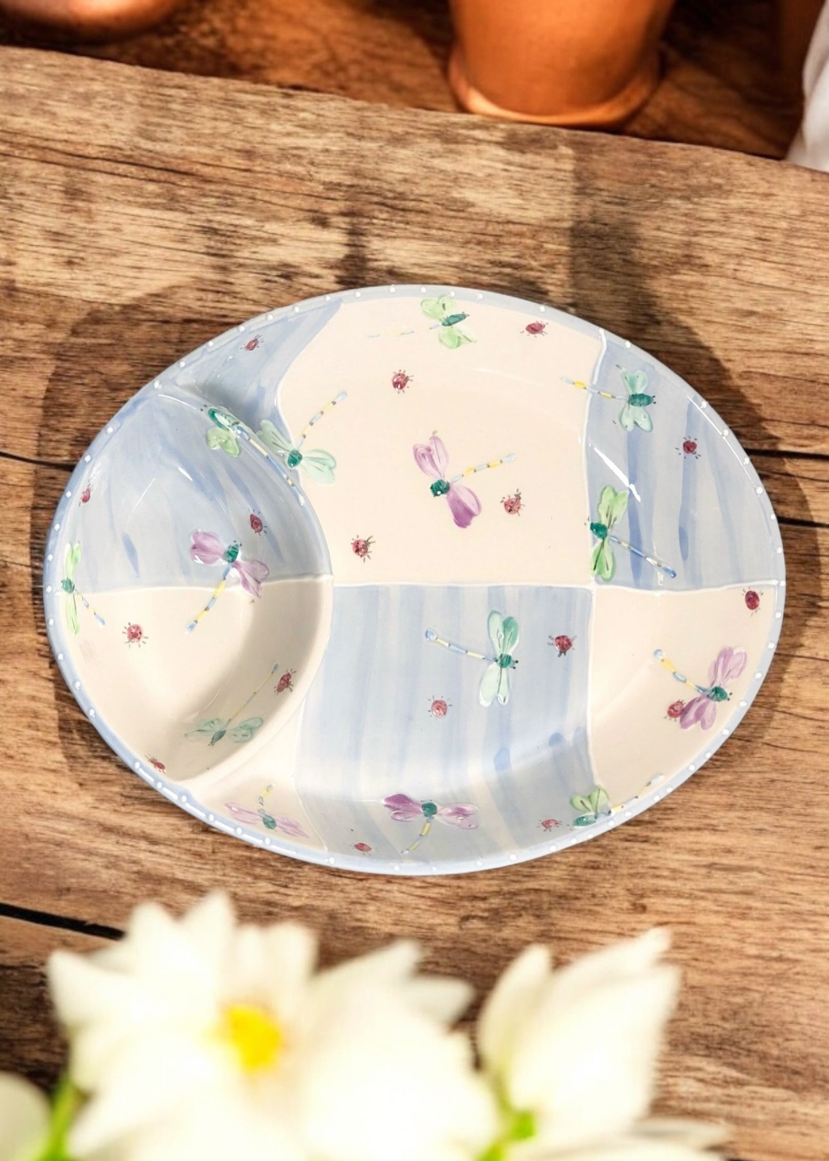 Blue & White Check Chip Dip Dish