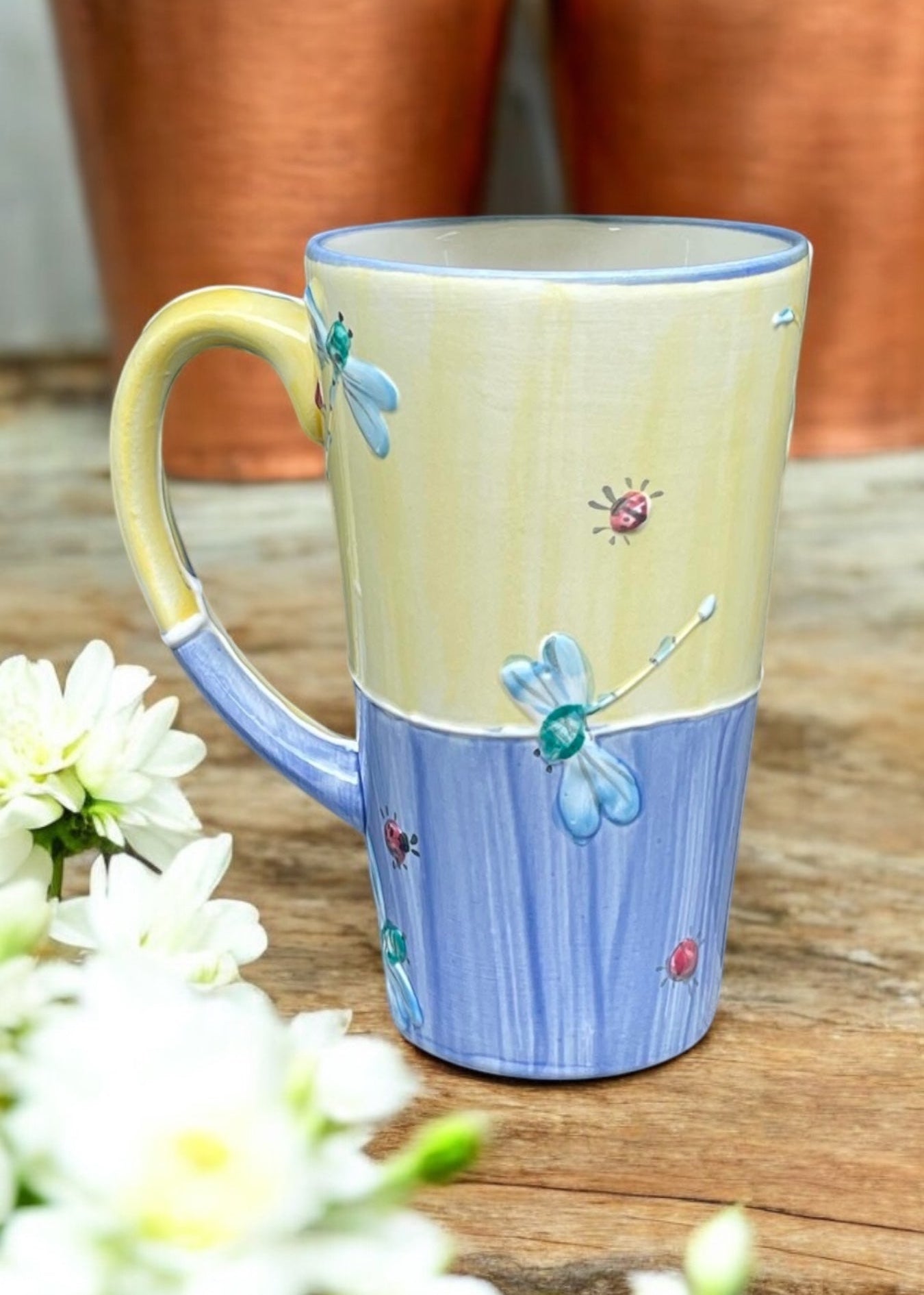 Blue and Yellow Check Tall Mug