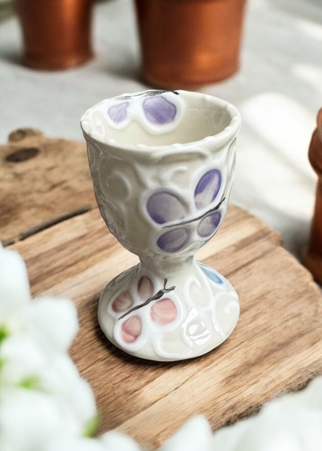Butterfly Handpainted Ceramic Egg Cup