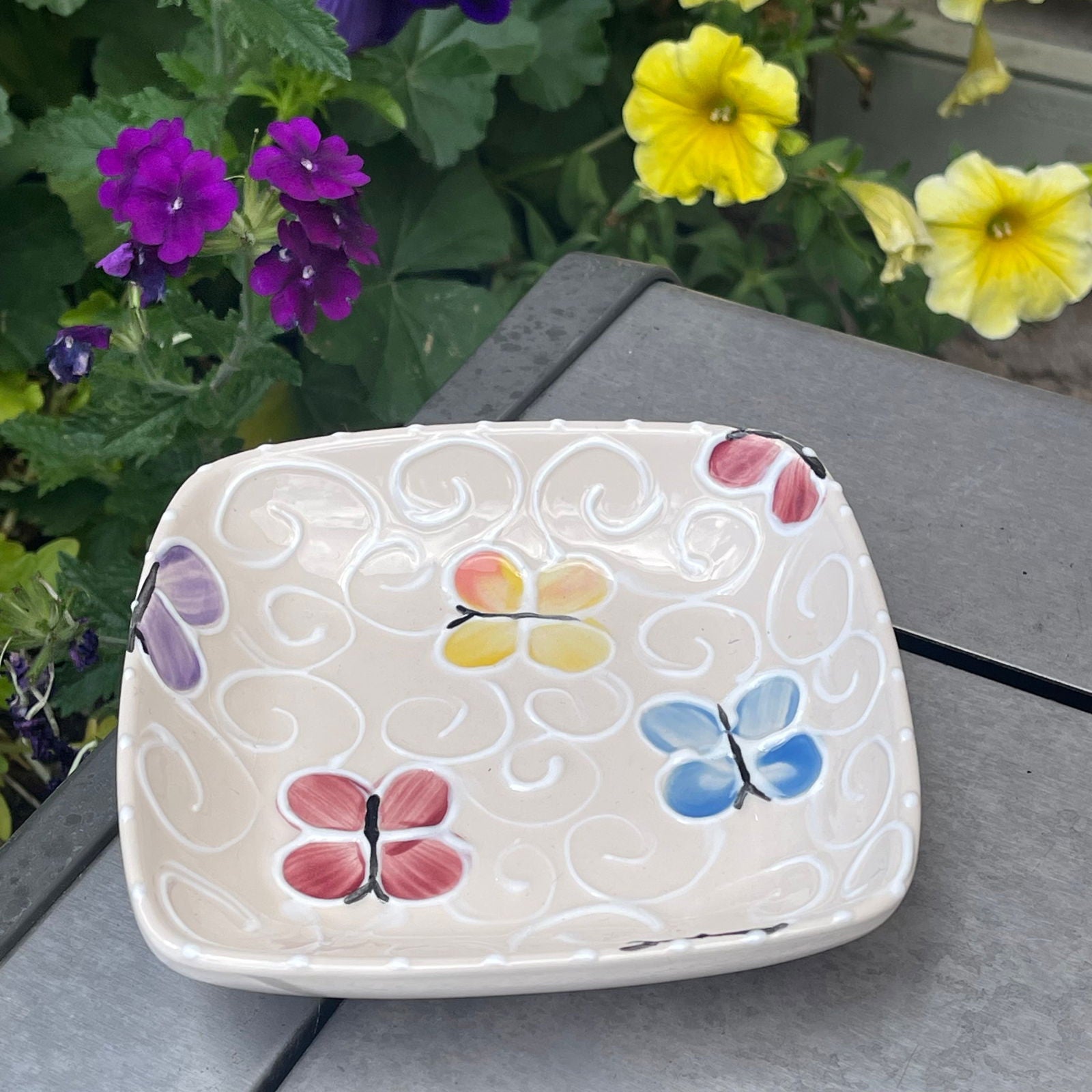 Butterfly Tiny Square 5' Dish - LadybirdCeramics