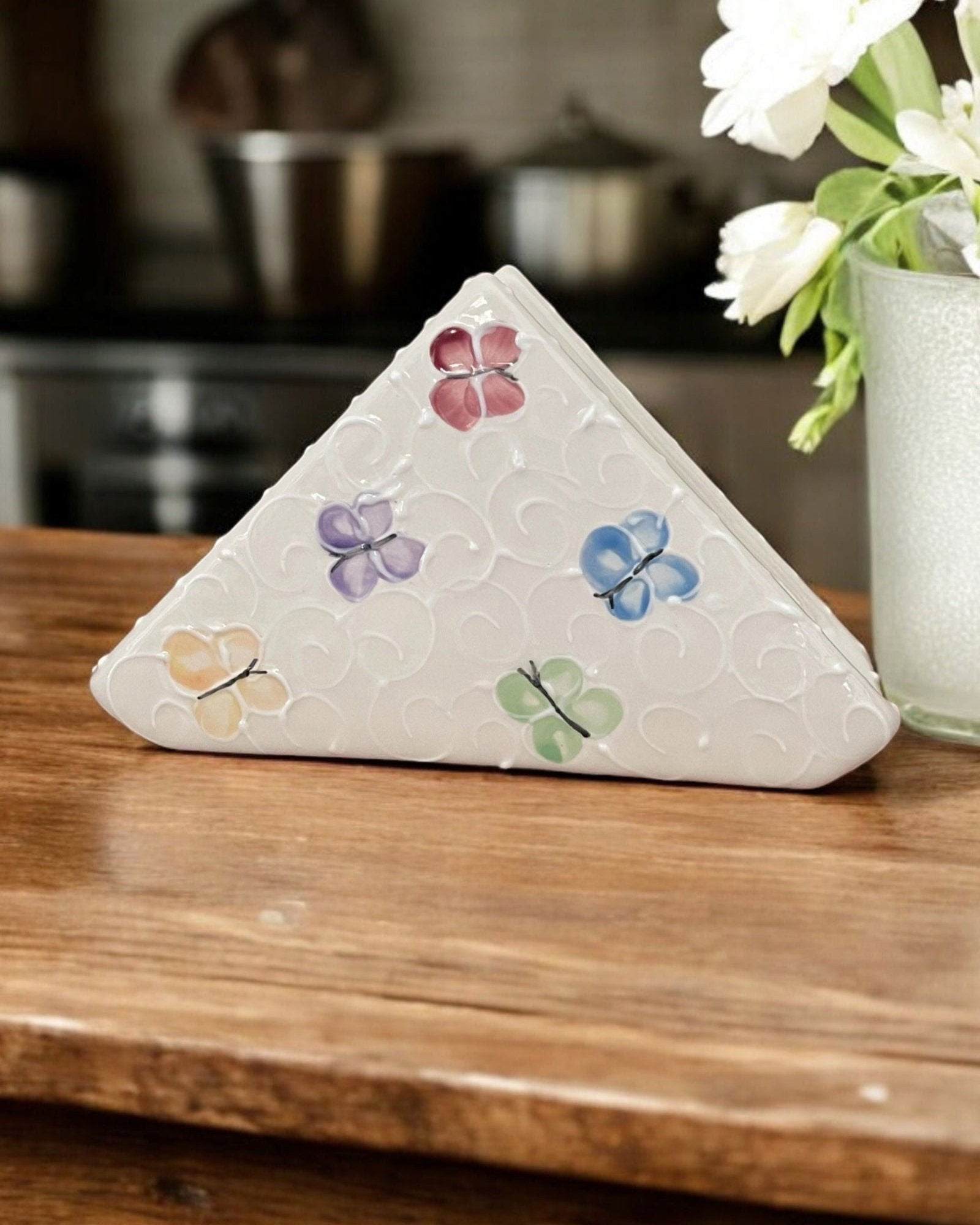 Butterfly Triangle Napkin Holder - Ladybird Ceramics