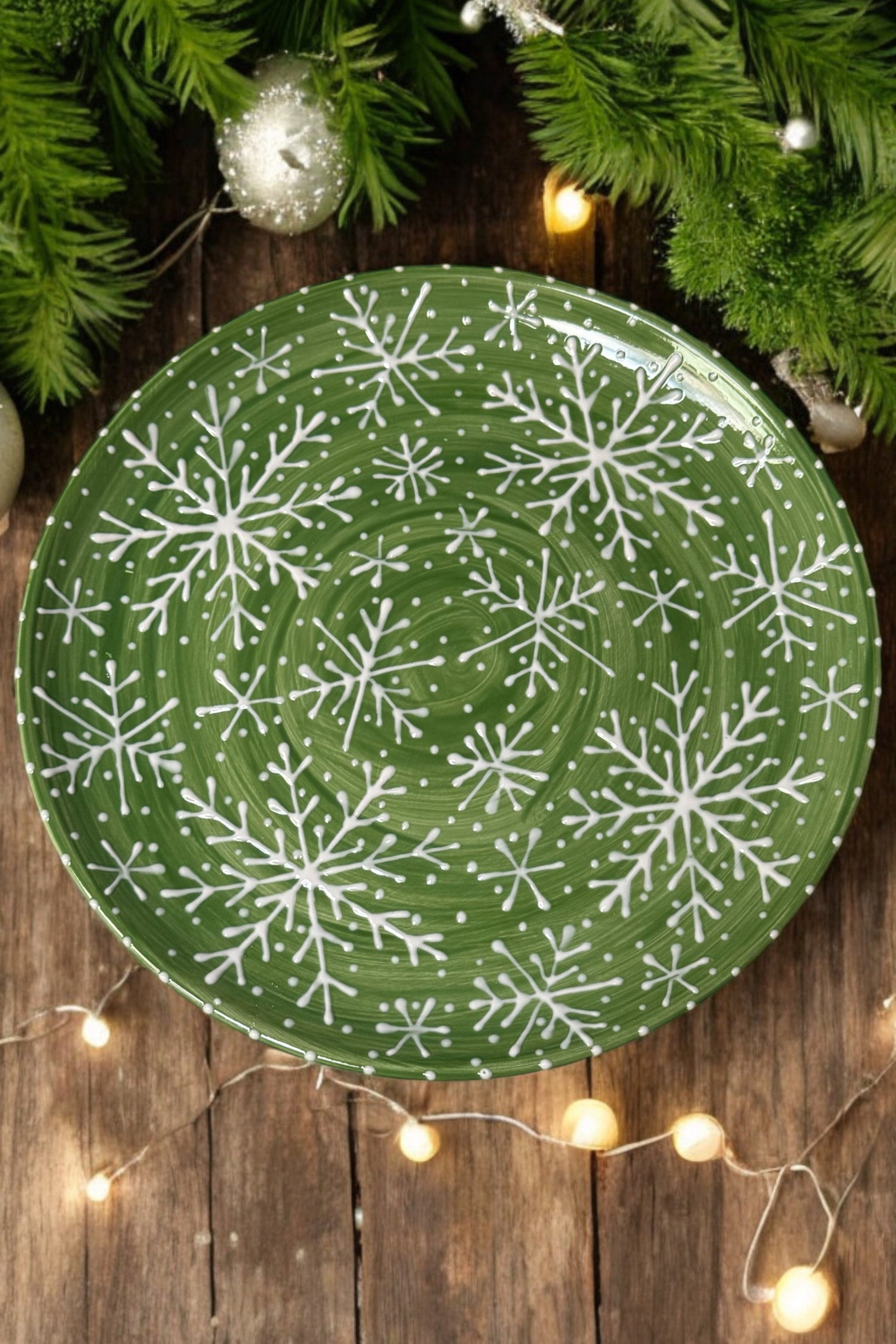 Holiday Round Cookie Plate | Hand-Painted Ceramic Christmas