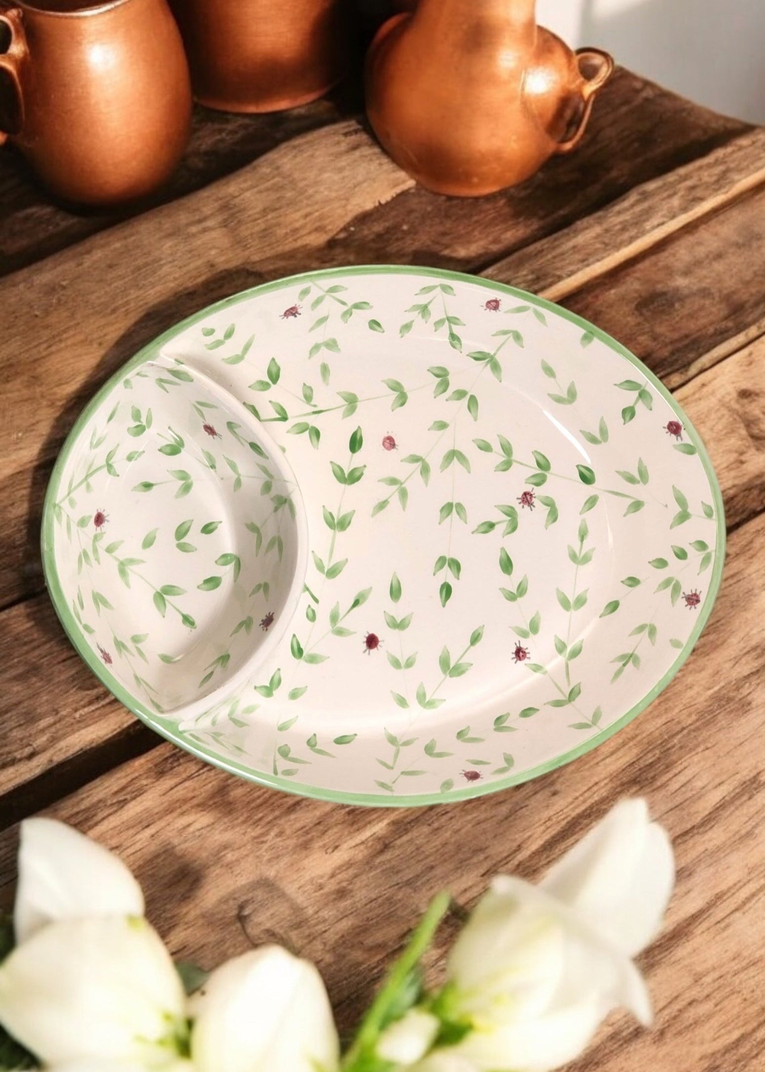 Green Leaf Chip Dip Bowl