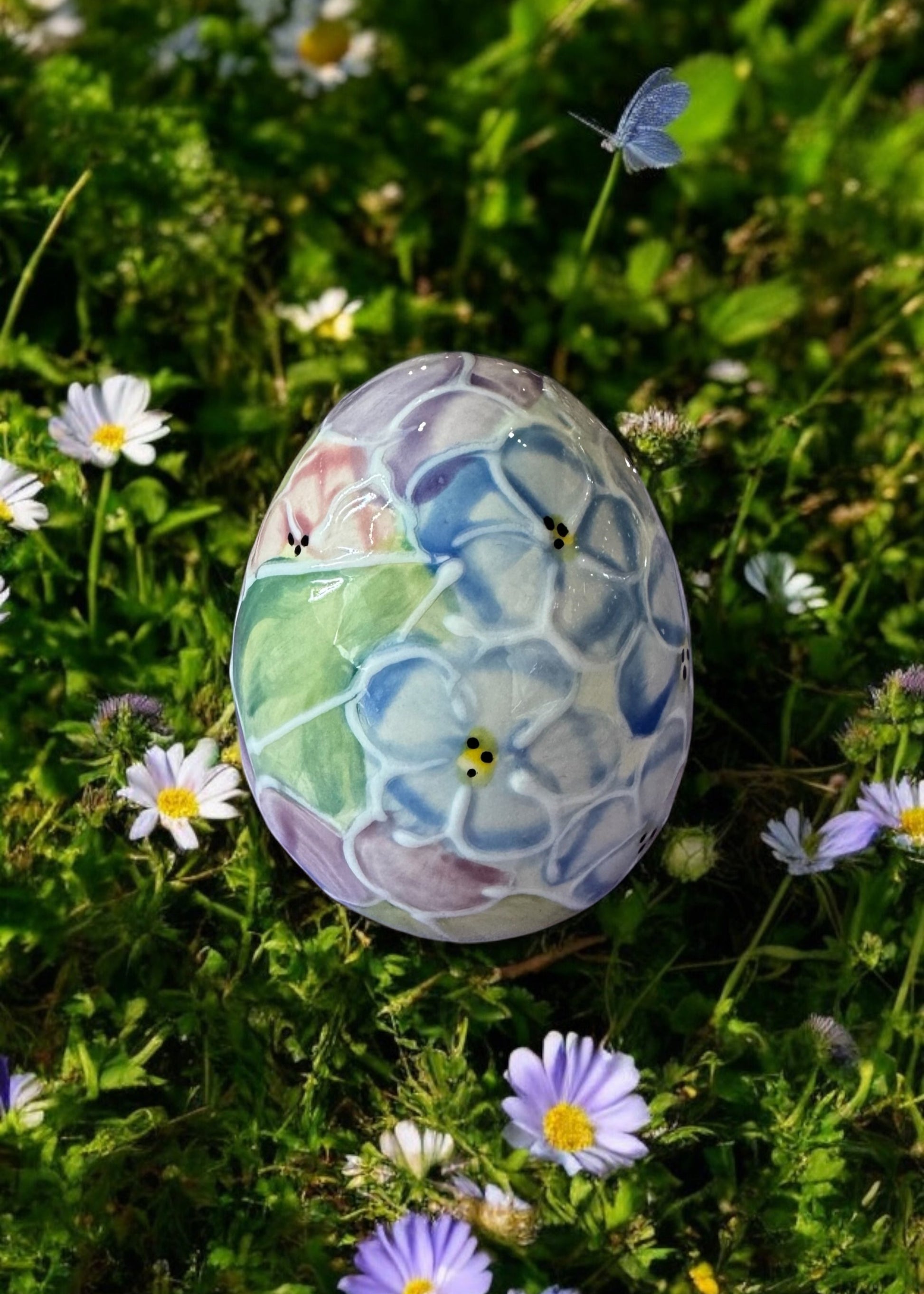Hydrangea Ceramic Painted Easter Egg