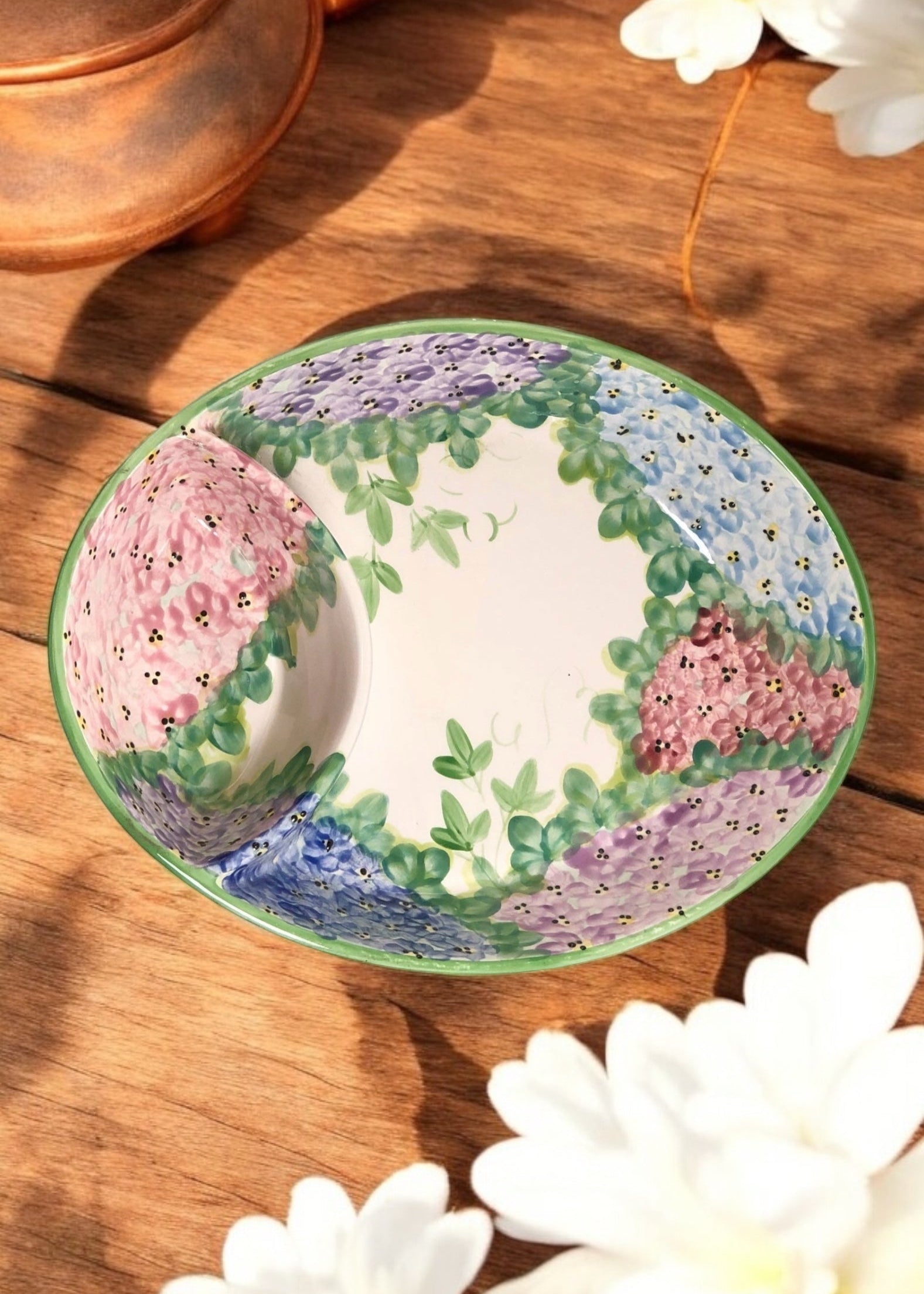 Hydrangea Chip Dip Oval Dish