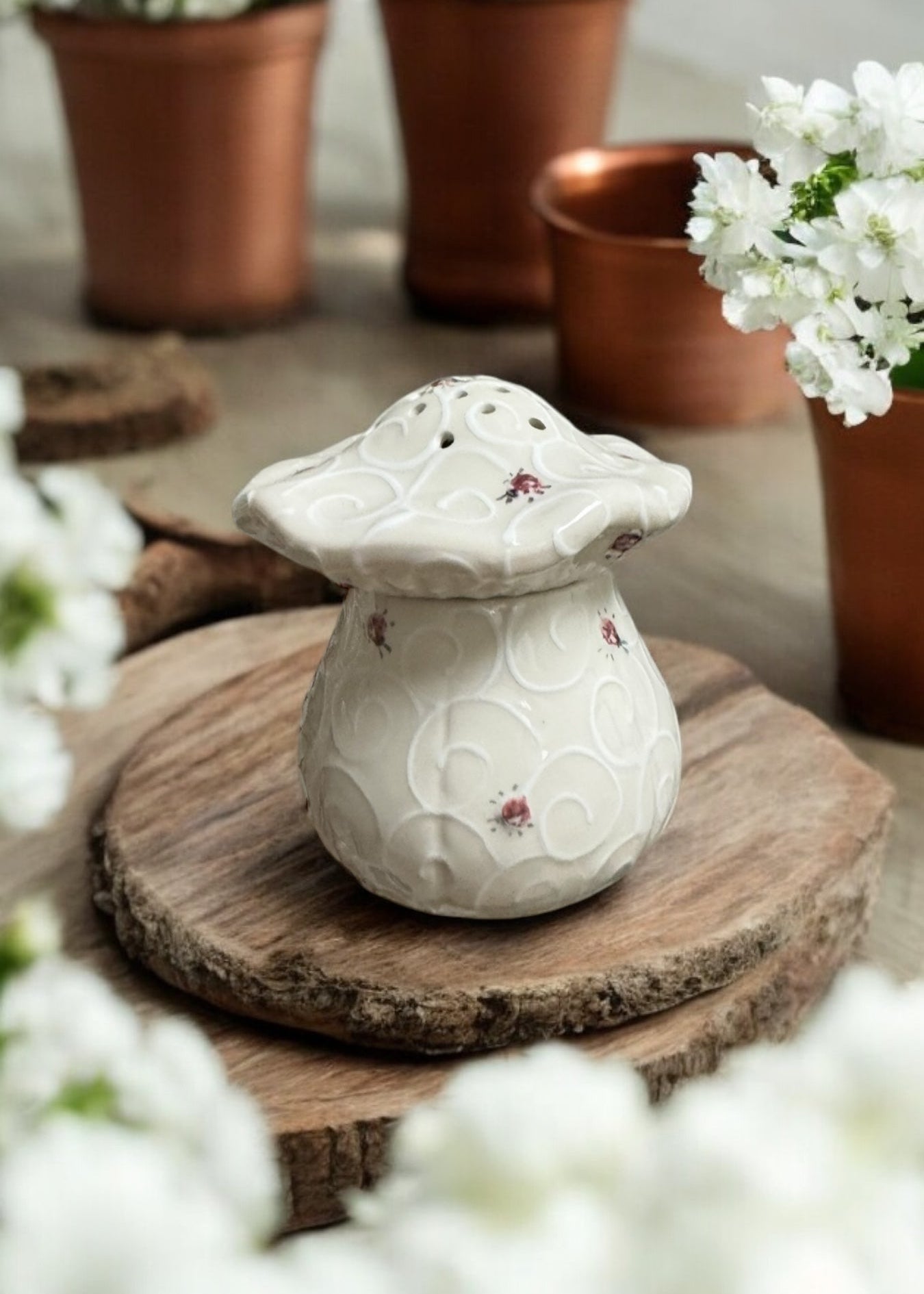Lady Bug  Mushroom ceramic fruit fly trap