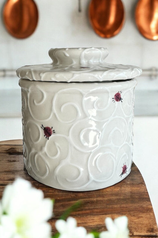 ladybug white dish for butter 