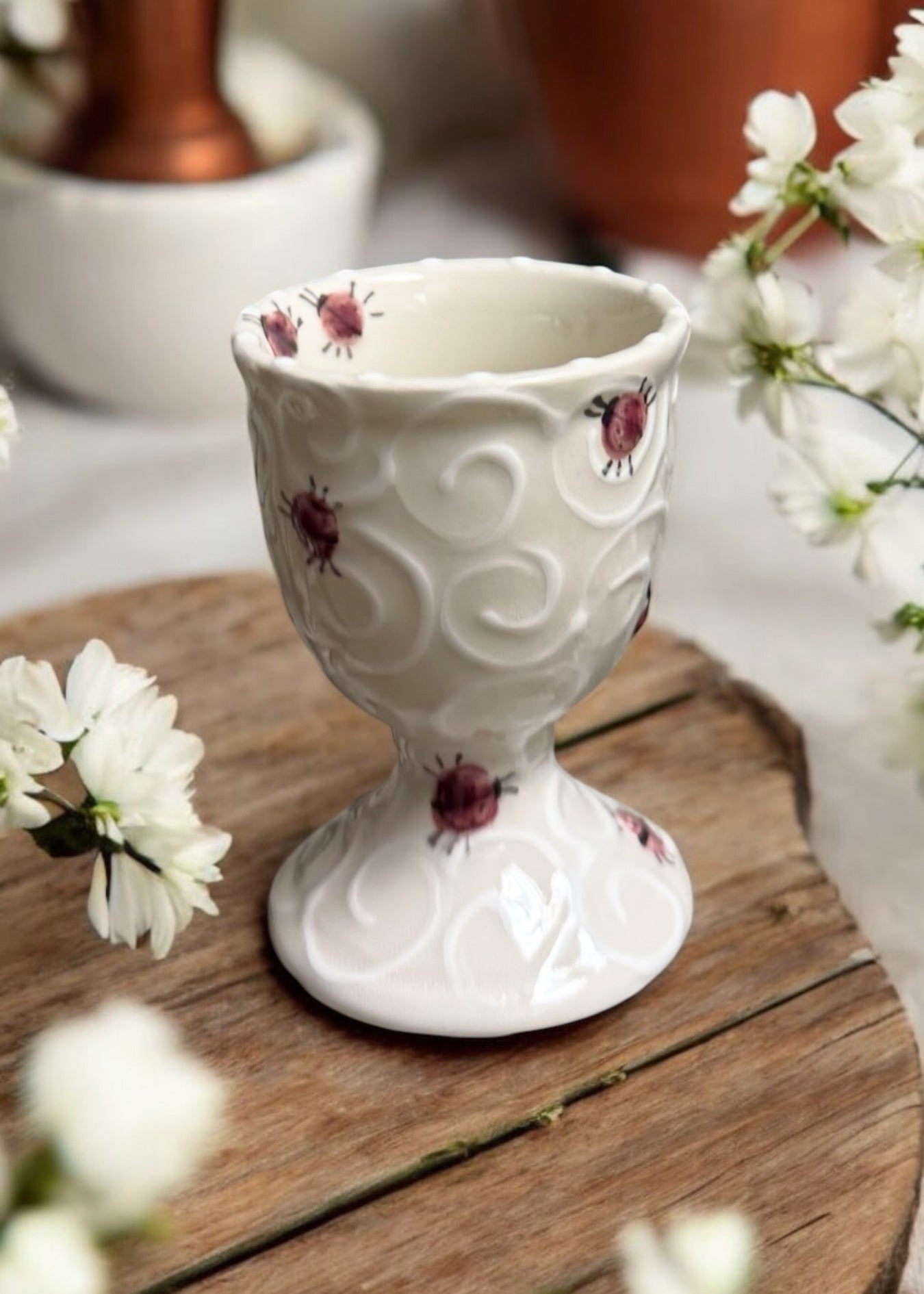 Ladybug ceramic egg cup 