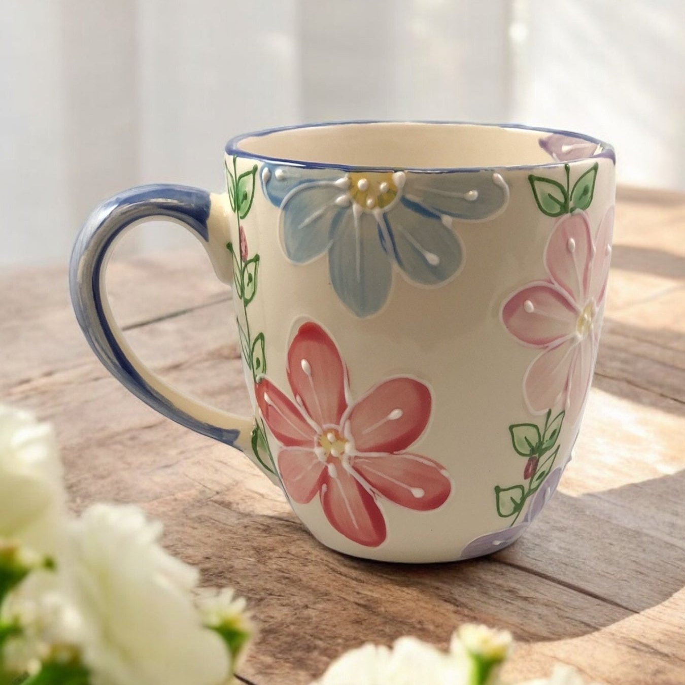 Large New Daisy Mug pattern handpainted  - Ladybird Ceramics