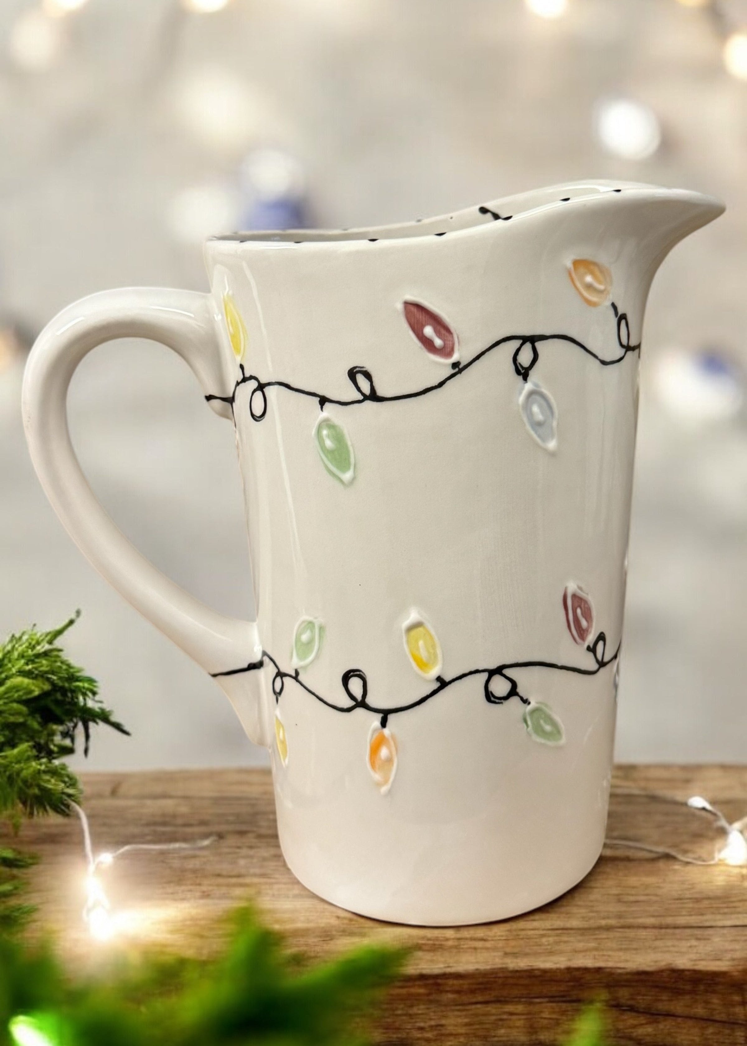 Holiday Milk Bag Pitcher | Hand-Painted Ceramic | Ladybird