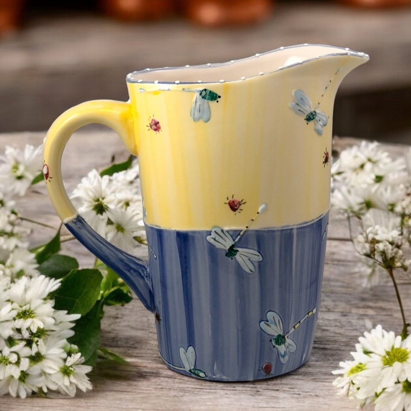 Hand-Painted Milk Bag Pitcher | Ceramic Milk Jug | Ladybird