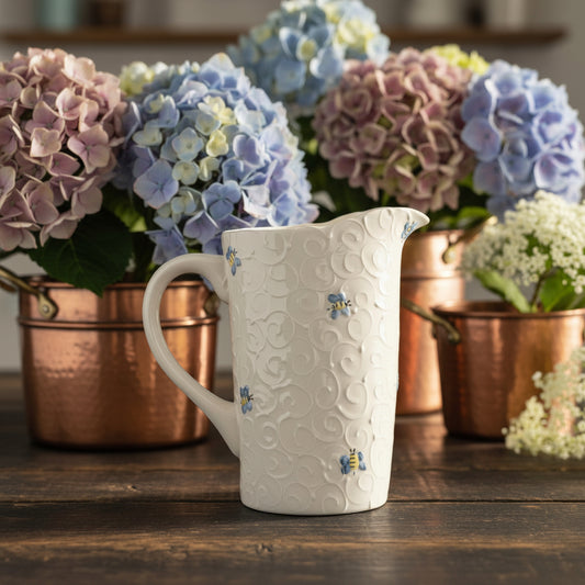 Milk Bag Pitcher bee pattern handpainted - LadybirdCeramics