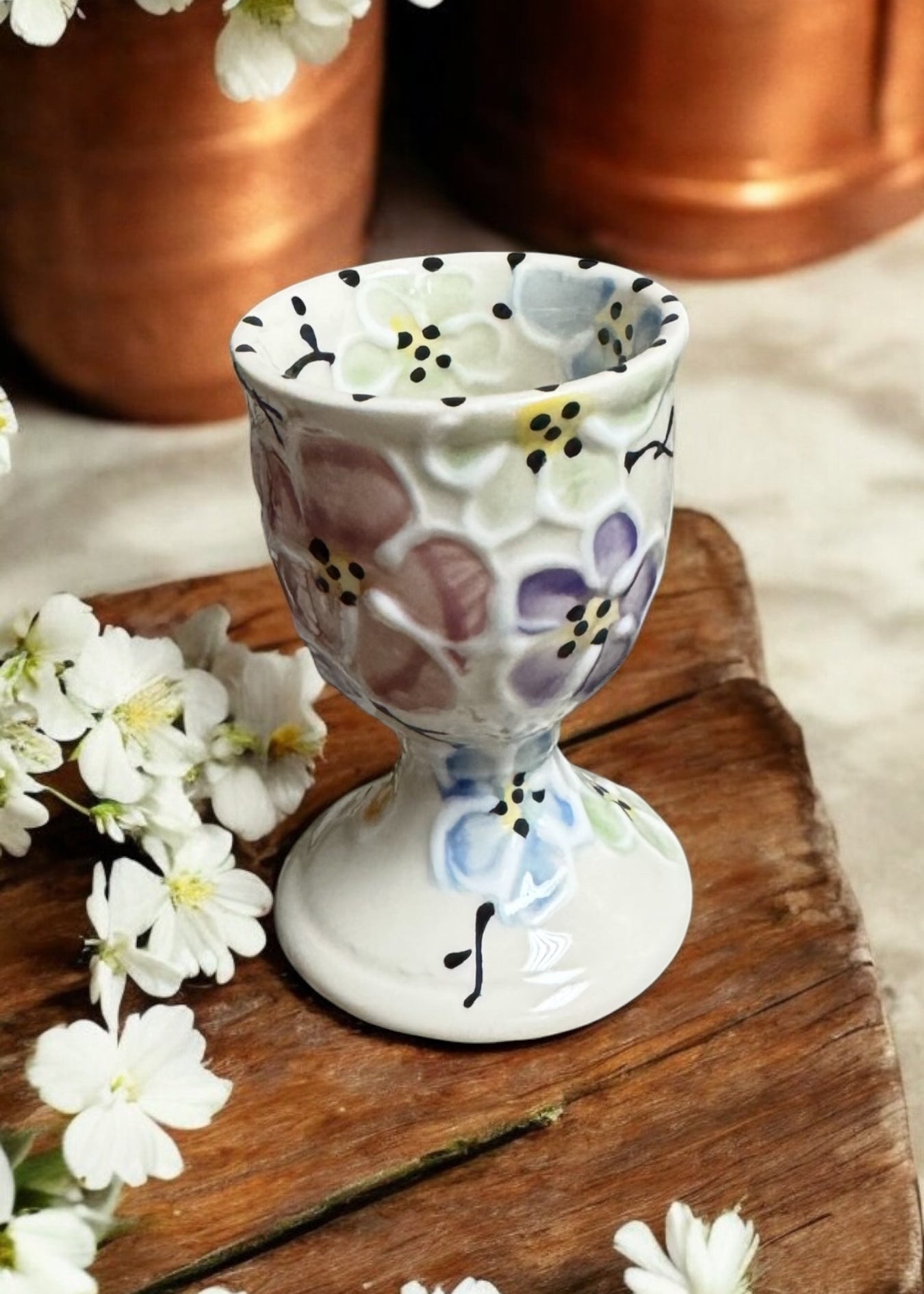 Multi Cherry Blossom Ceramic Egg Cup