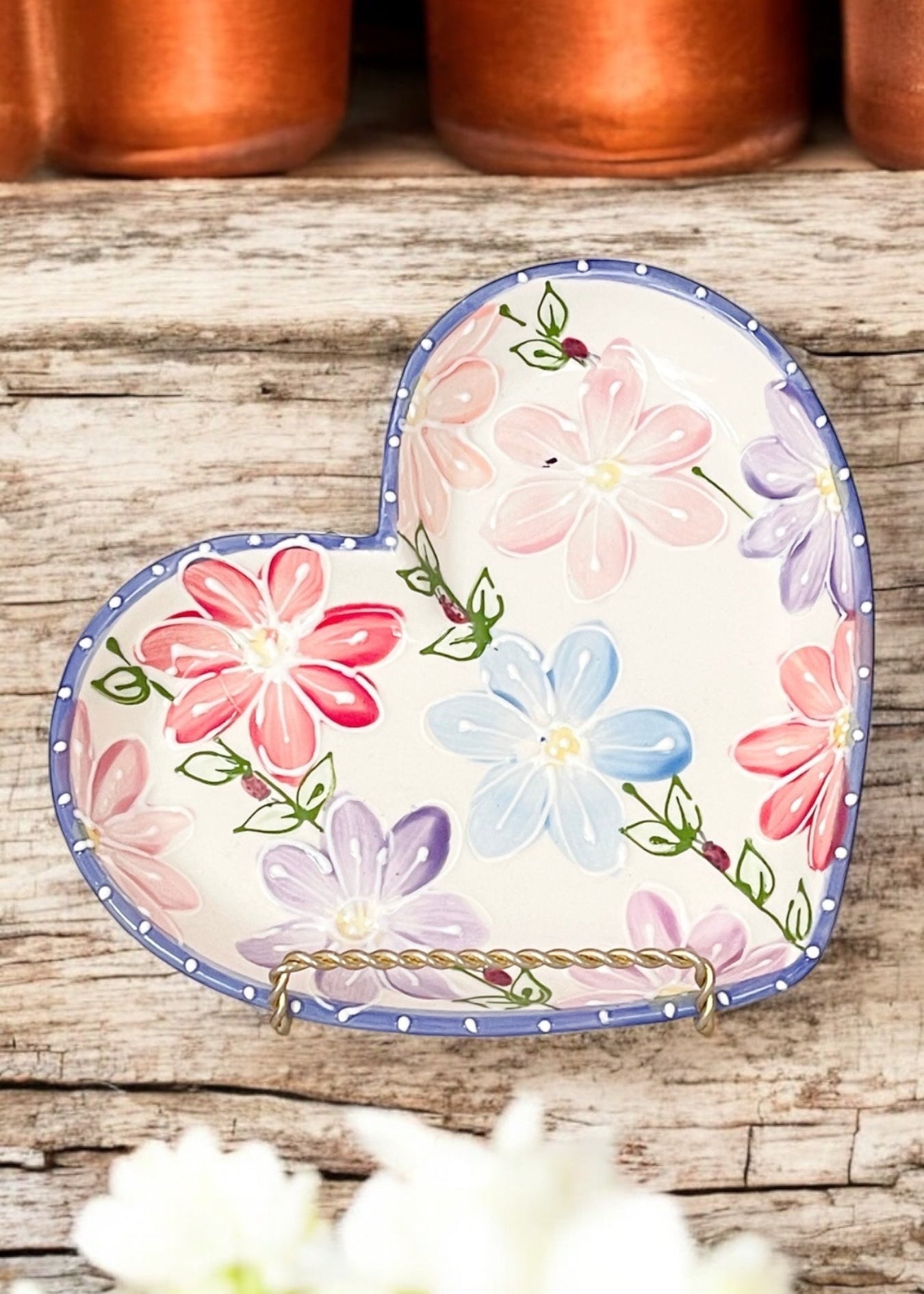 New Daisy Heart Ceramic Plate 