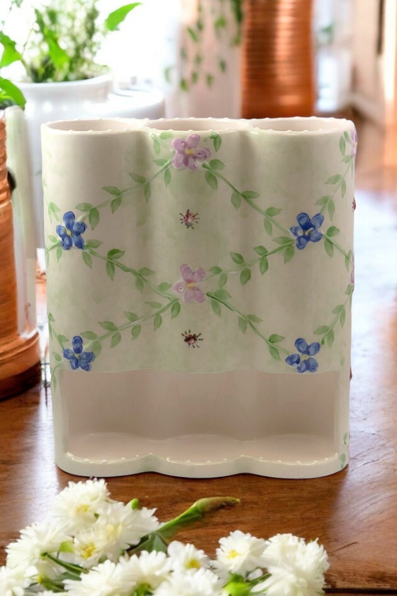 New Green Leaves Keurig Pod Holder Ceramic