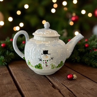 snowman handpainted teapot 