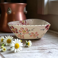 pink cherry blossoms heart shaped ceramic bowl
