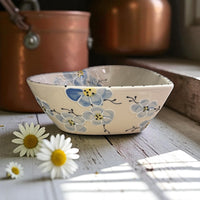 blue cherry blossoms heart shaped ceramic bowl