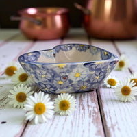 daisy 3 blue heart shaped bowl