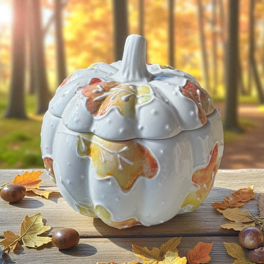 Ceramic Pumpkin Box | Autumn Leaves