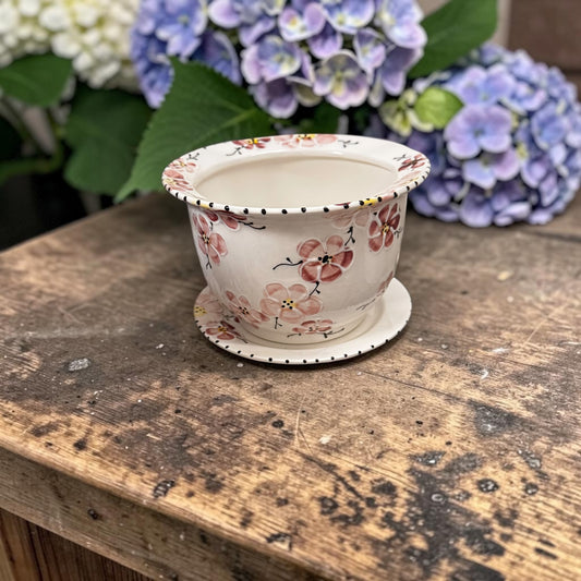 Pink Cherry Blossom Ceramic flower Pot Large - Ladybird Ceramics Canada