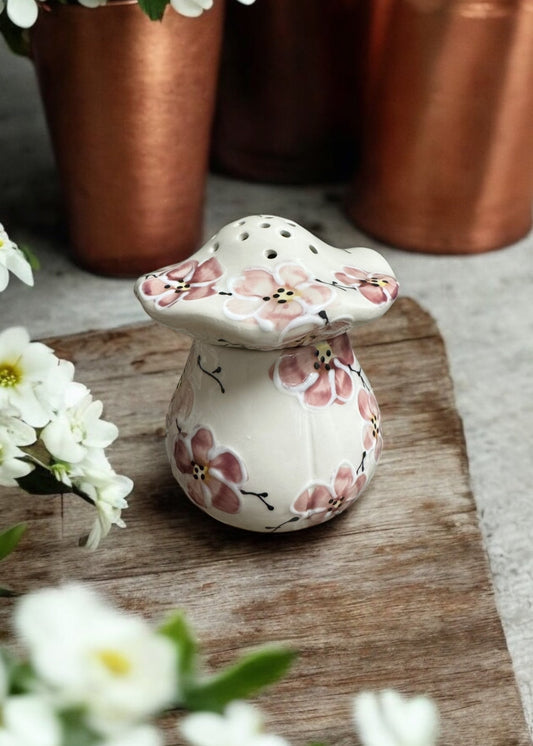 Pink Cherry Blossom Mushroom ceramic fruit fly trap