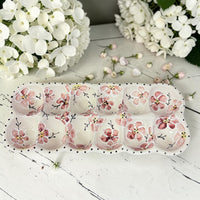 Pink Cherry Blossoms handpainted egg tray ceramic - made in Canada- Ladybird Ceramics 