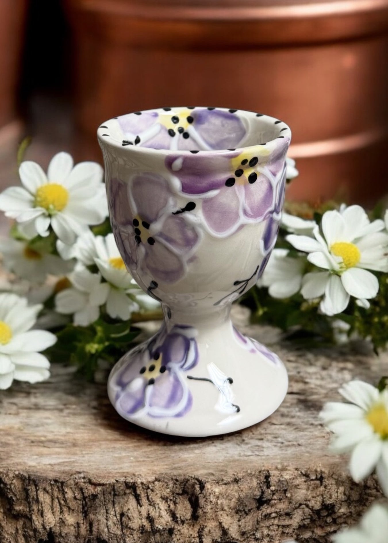 Purple Cherry Blossom Ceramic Egg Cup