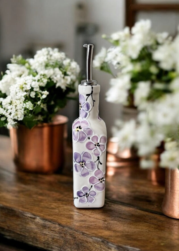 Purple Cherry Blossom Olive Oil Bottle