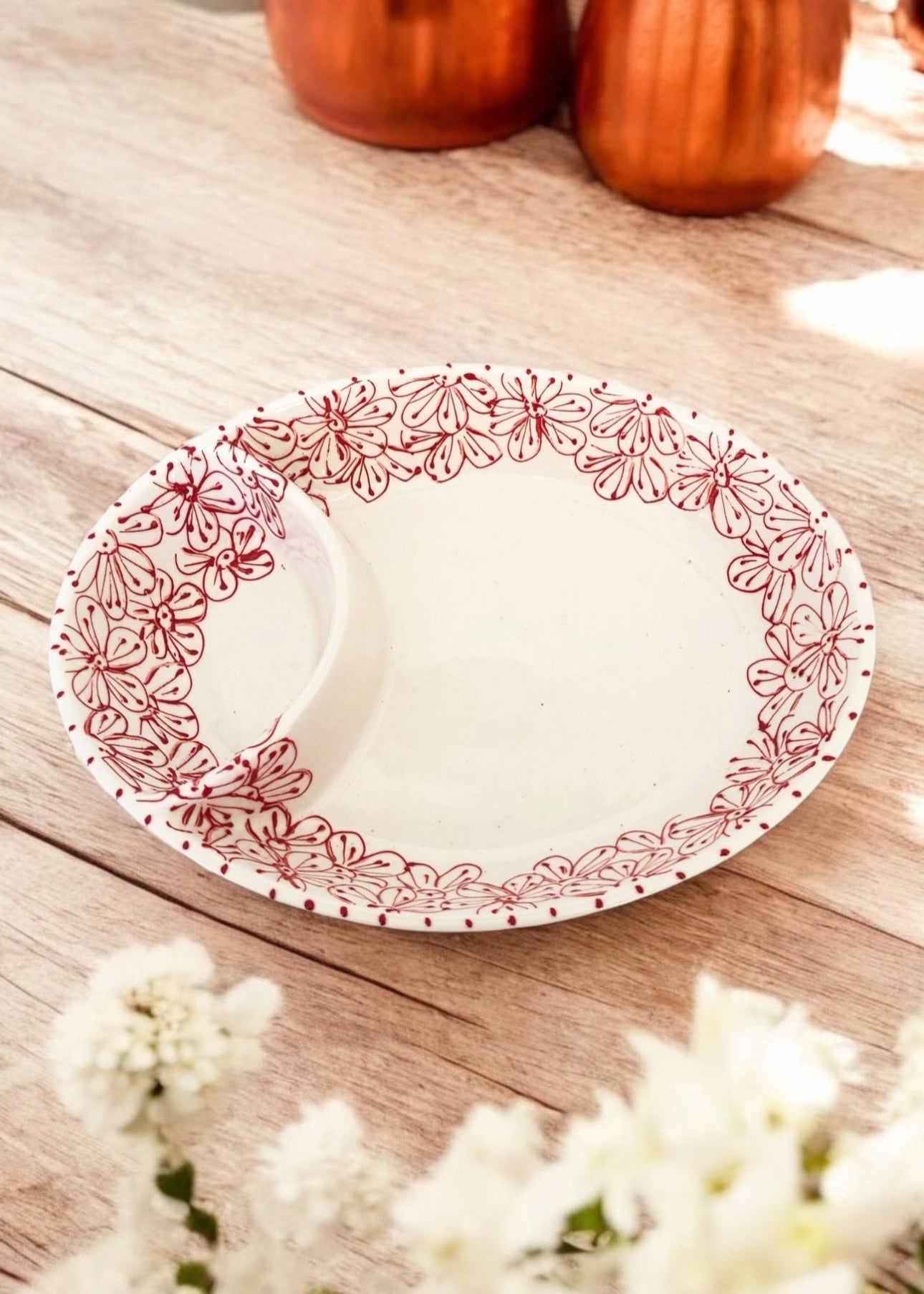 Red Chip and Dip Serving Dish 