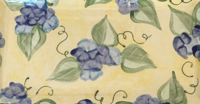Yellow and Blue Pansy painting  detail 