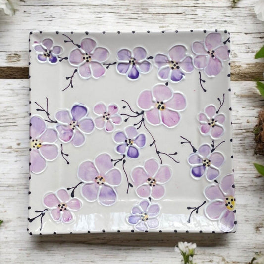 Small 7.75” Square Plate - LadybirdCeramics