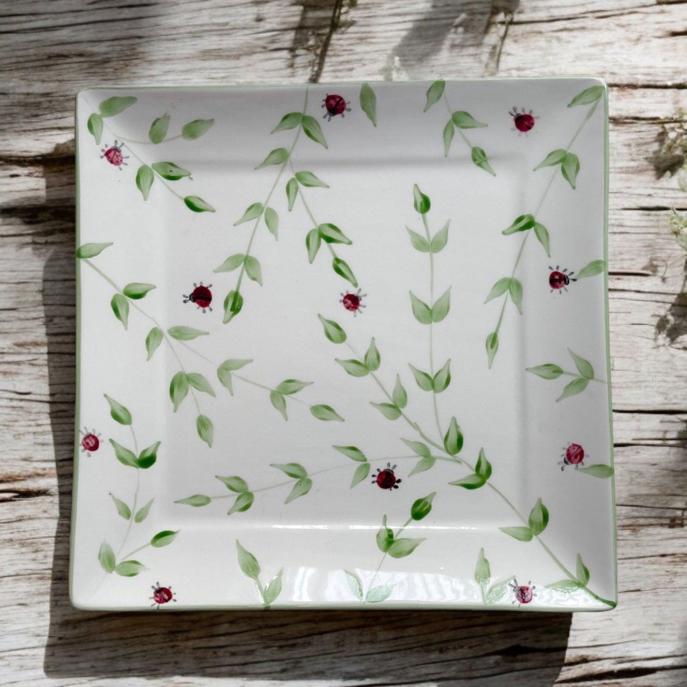 Small 7.75” Square Plate - LadybirdCeramics