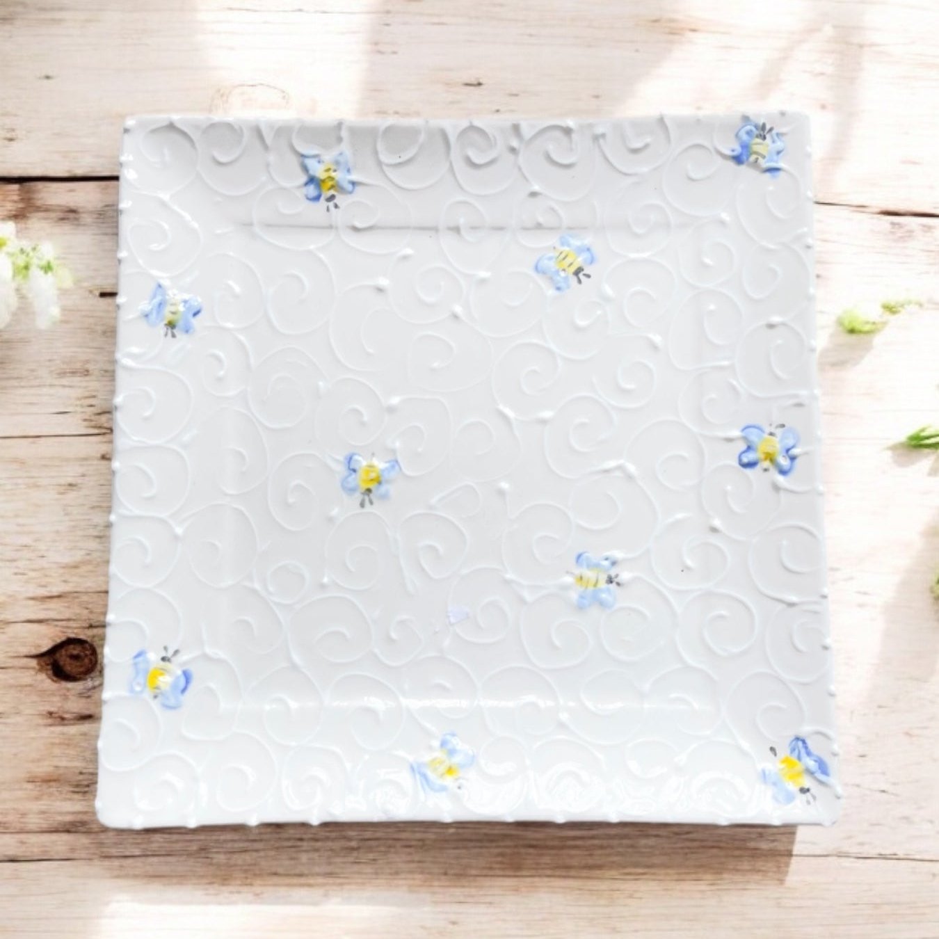 Small 7.75” Square Plate - LadybirdCeramics
