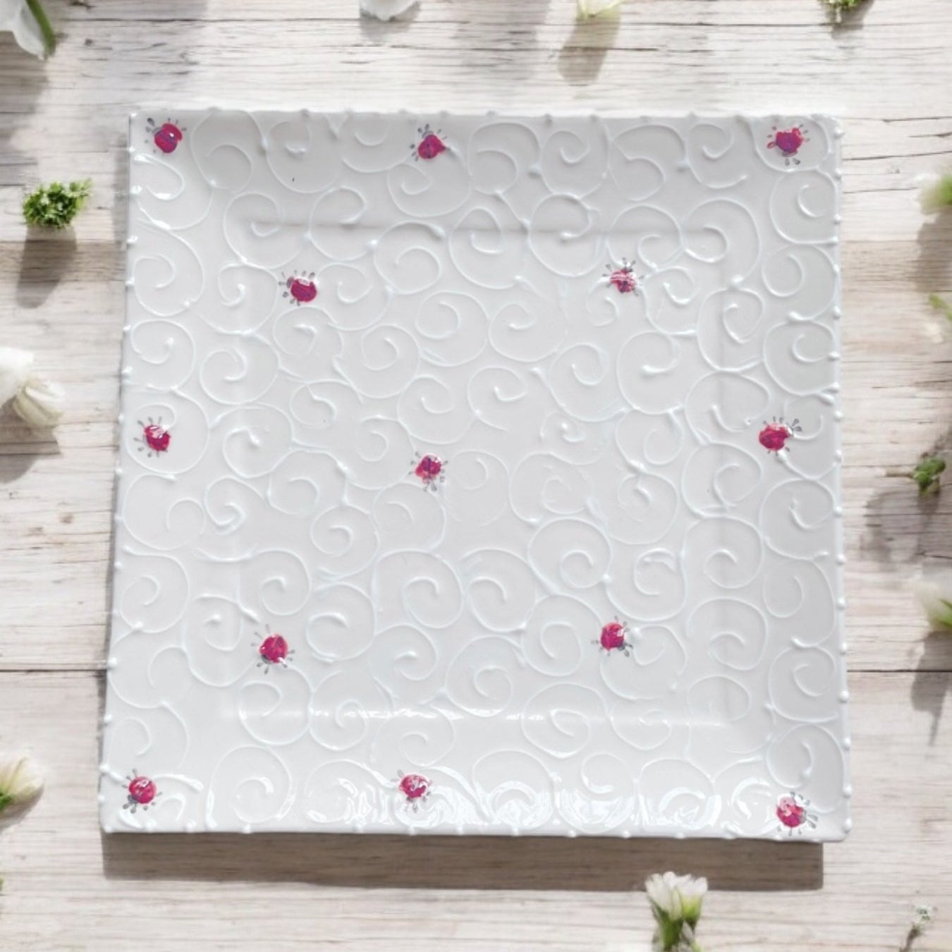 Small 7.75” Square Plate - LadybirdCeramics