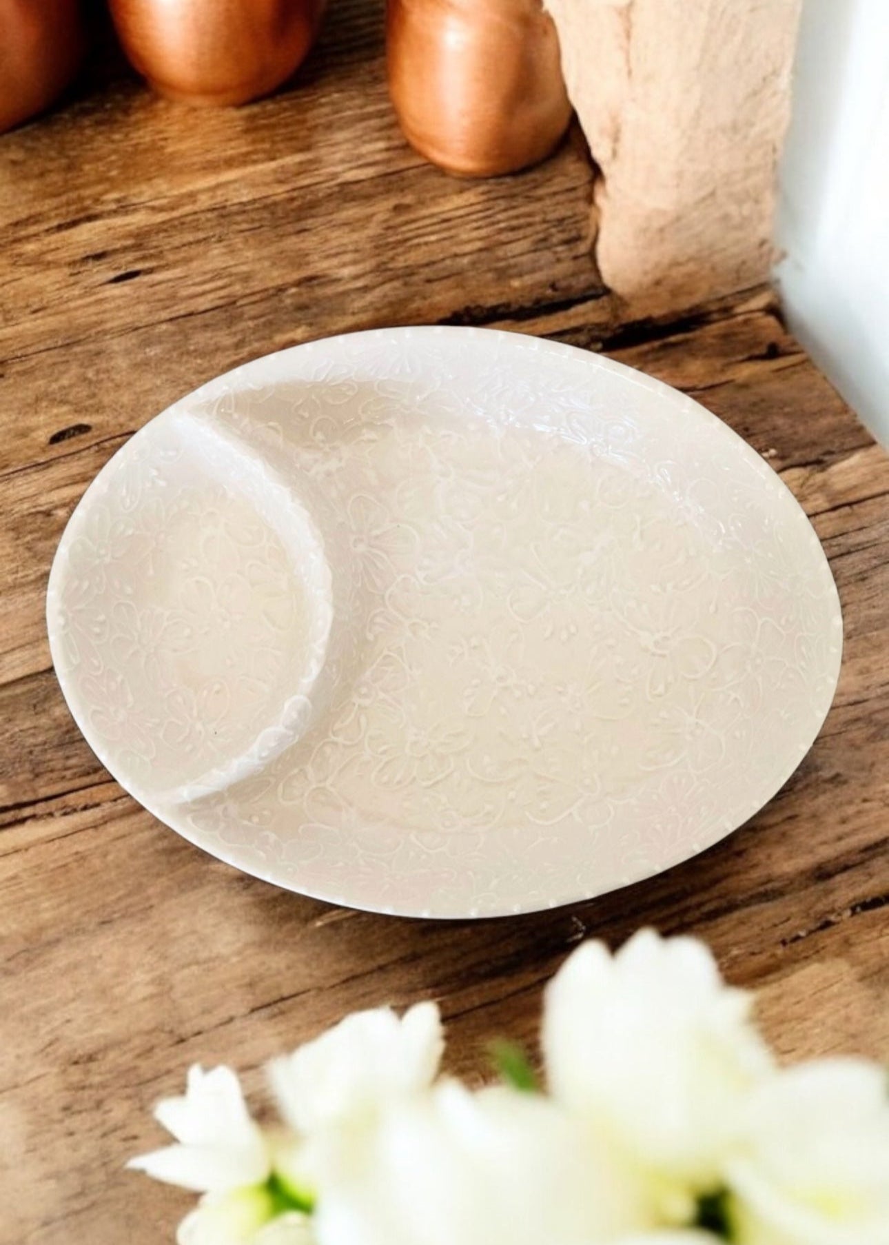 White Chip and Dip Bowl 