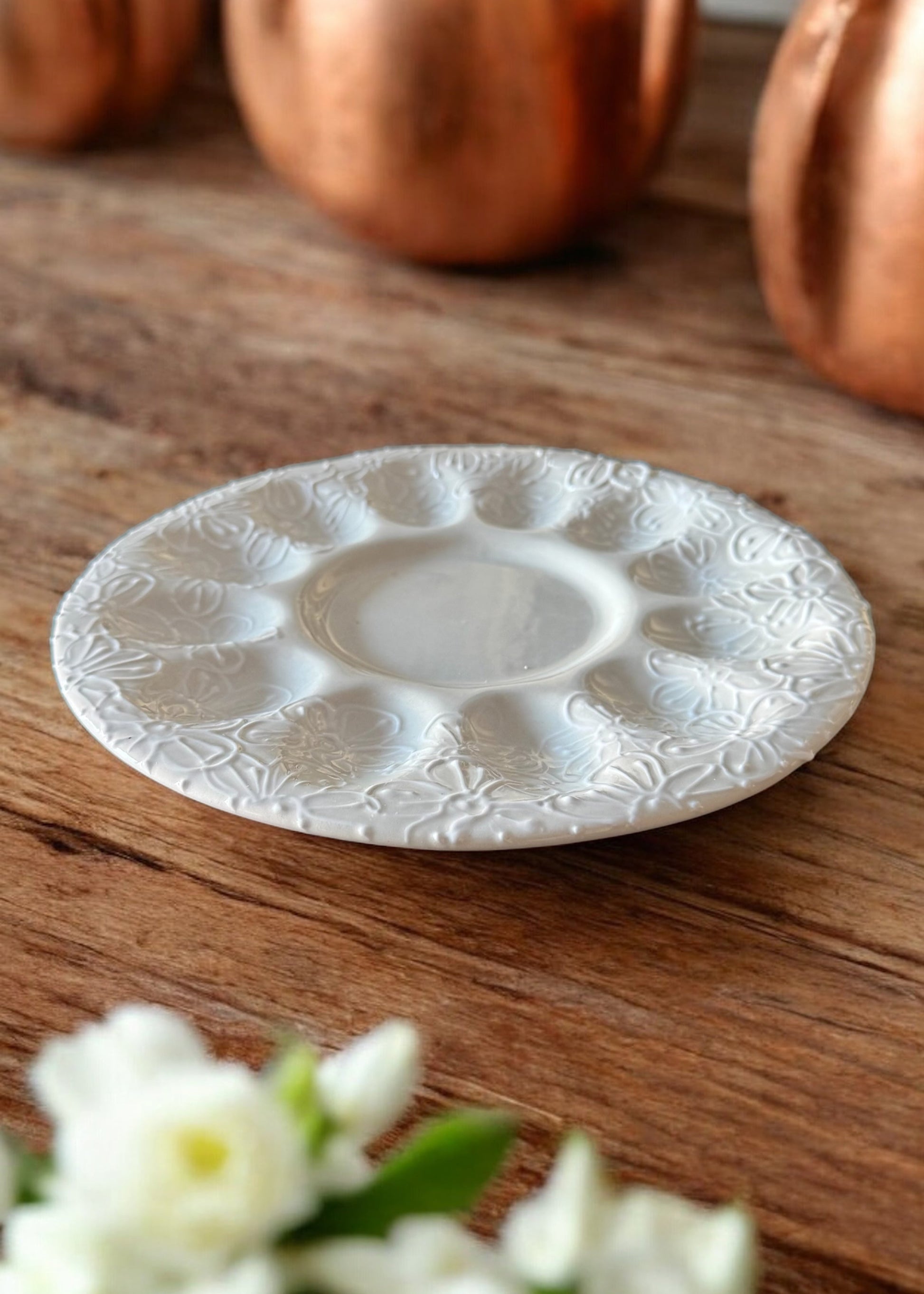 White Egg Plate 