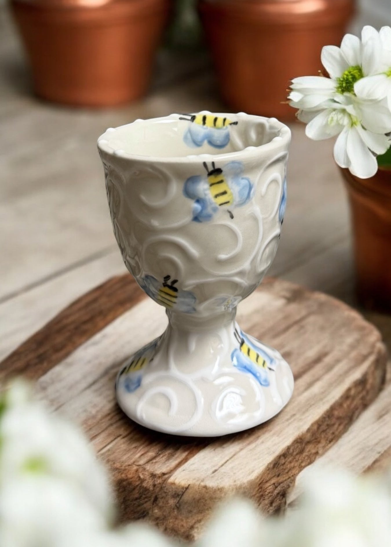 bee ceramic egg cup