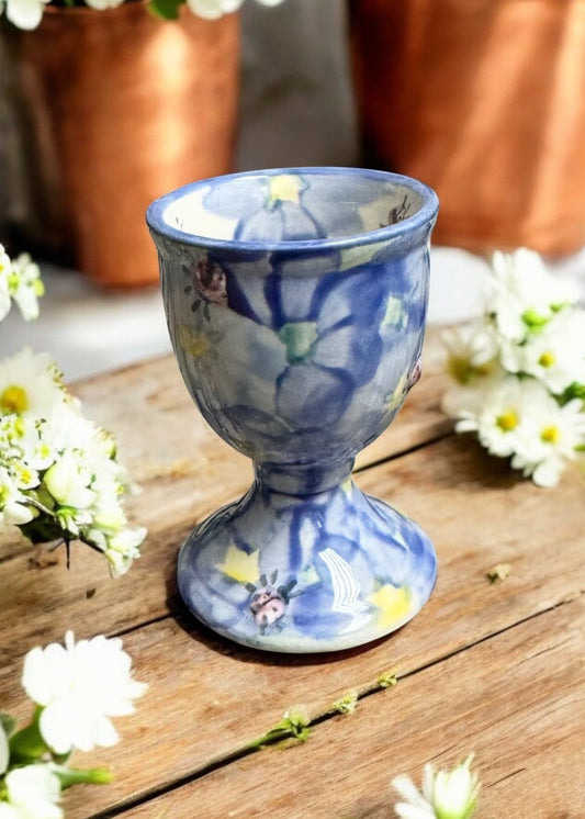 blue daisy ceramic egg cup