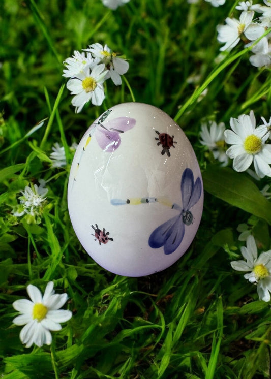 dragonfly easter ceramic easter egg painted 