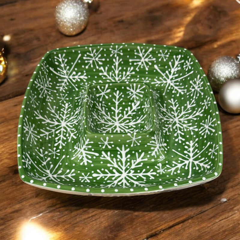 Winter Square Chip and Dip Bowl