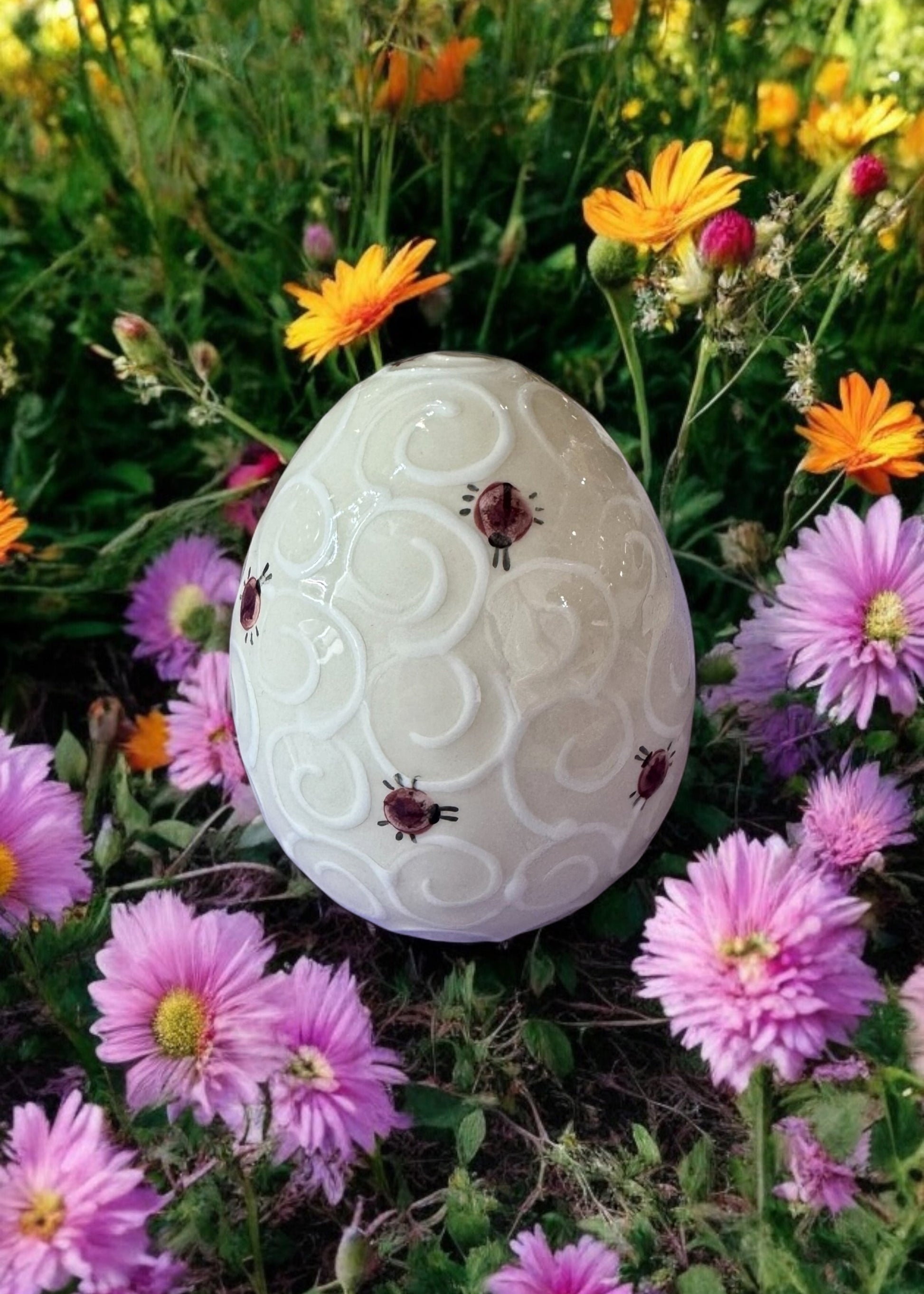 ladybug ceramic easter egg 