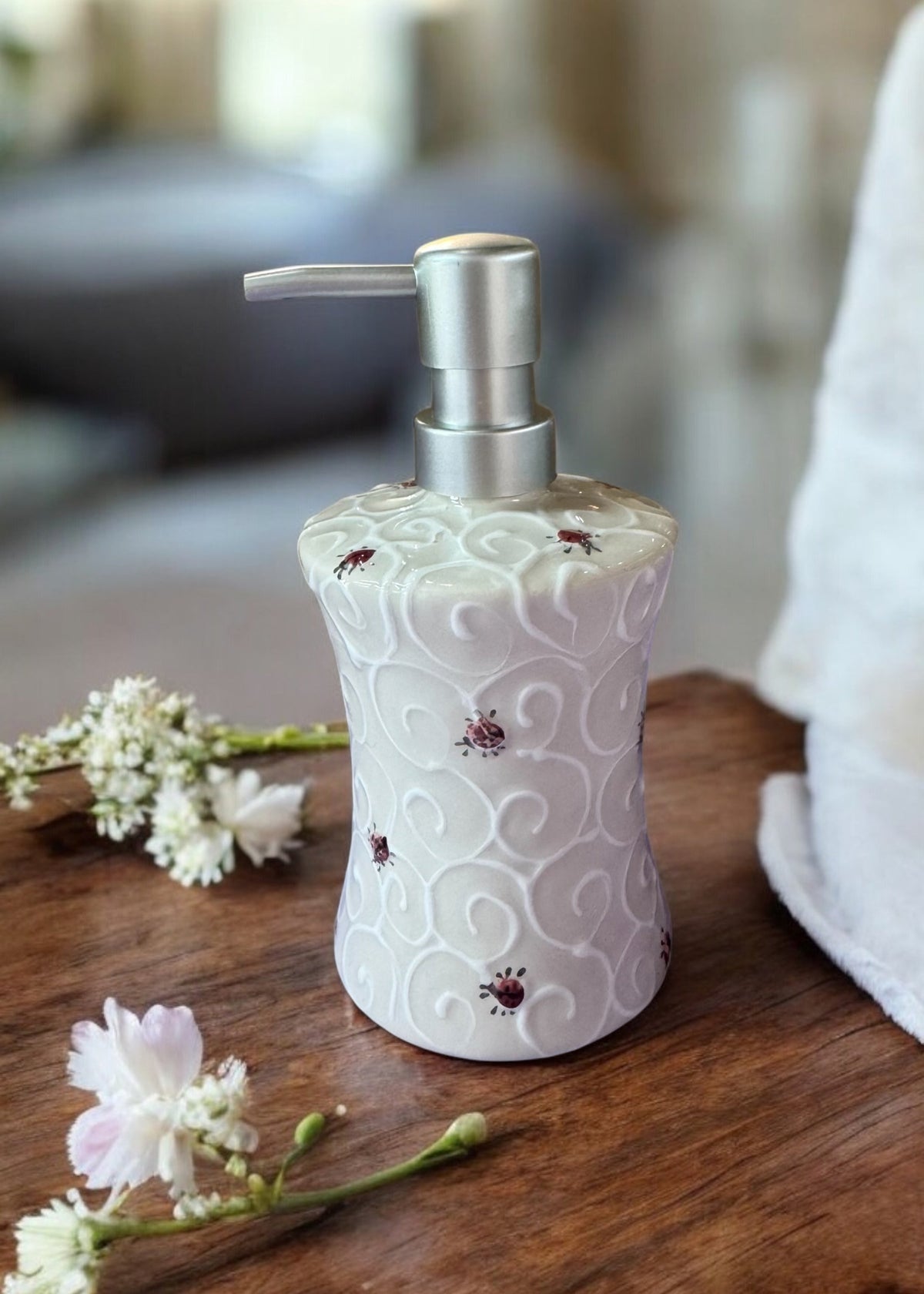 ladybug ceramic hand soap dispenser 