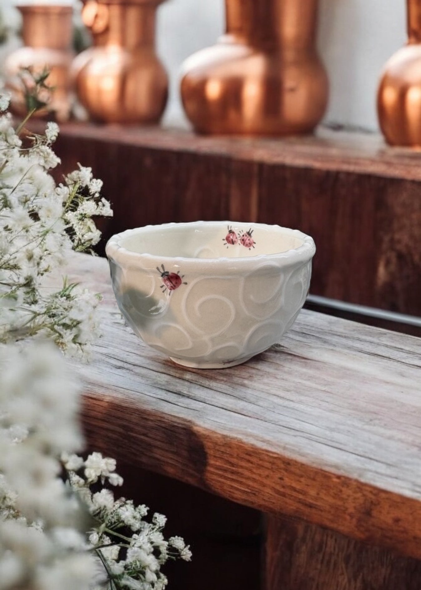 ladybug ceramic sauce bowl