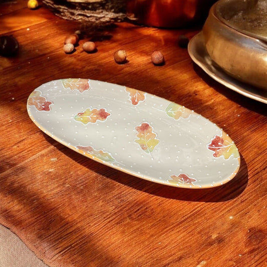 Autumn Leaves Oval Large Serving Dish: Limited Edition