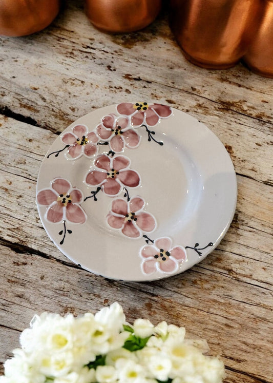 pink cherry blossom 6" round plate